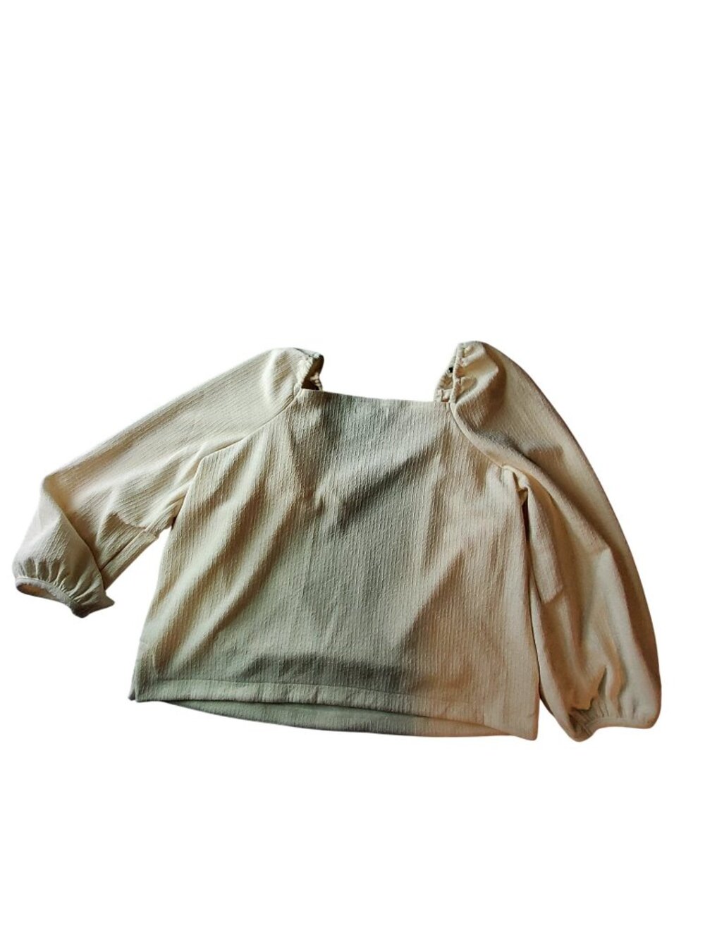 Madewell Ivory Textured Puff-Sleeve Square NeckTop XXL Womens Puff-sleeve design